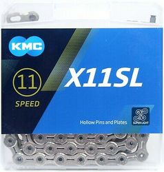 Цепь для велосипеда KMC X-11SL, Super Lite, 11 скоростей, 116 звеньев, серебристая (2023)