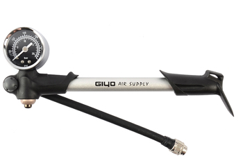 Насос высокого давления Giyo GS-02 с резьбовой  головкой, 300psi (21атм), серебряный, для вилок и задних амортизаторов, длина  225мм. (2023)