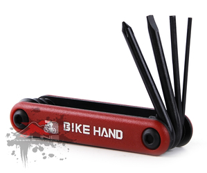Мультиключ Bike Hand YC-267 ключи-шестигранники в ноже, 7 поз шестигранники и отвёртки, закаленная сталь (2022)