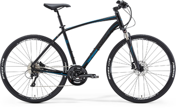 Гибридный велосипед Merida CROSSWAY 500  MATT BLACK (BLUE/ANTHRACITE) (2015)