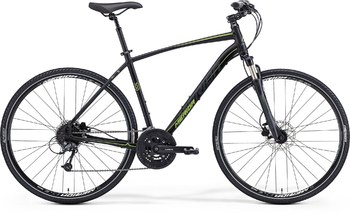 Гибридный велосипед Merida CROSSWAY 300 Matt Black (dark grey/lime) (2015)