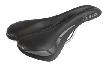 Седло комфорт Velo Wide 250х168мм анатом. с вентил. бесшовное, черное (2021)