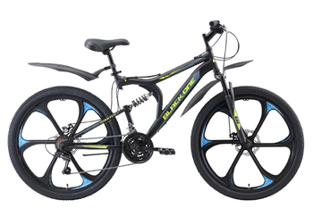 Велосипед двухподвес Black One Totem FS 26 D FW чёрный/зелёный/серый (2019)