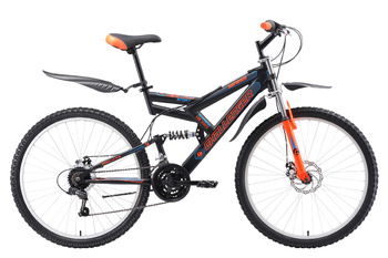 Велосипед двухподвес Challenger Genesis FS 26 D чёрный/оранжевый/голубой (2018)