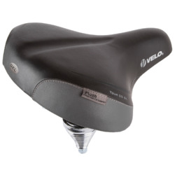Седло комфортное Velo Plush Tour DS Gel размер 265х255мм двойн. пруж.-эластом. гелев, черное (2020)