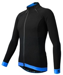 Велокуртка Funkier Bernalda Men Thermal LS Jersey уровень PRO с длинной молнией, черно-синяя (2021)