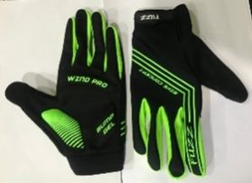 Перчатки FUZZ WIND PRO, длинные пальцы, утепленные, черно-неон зеленые (2021)