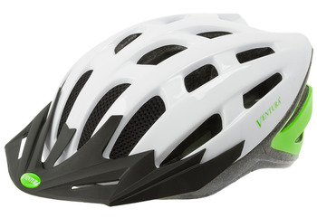 Шлем Ventura с сеточкой 24 отверстия, 54-58см, с отражателями, бело-салатовый (2021)