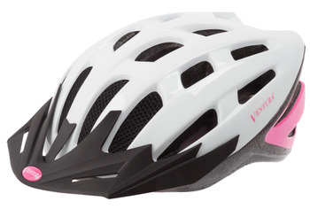 Шлем Ventura с сеточкой 24 отверстия, 54-58см, с отражателями, бело-розовый (2021)