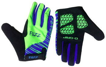 Перчатки детские FUZZ PRO RACE с длинными пальцами, с петельками, на липучке, неон зеленые-синие (2021)