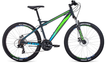 Велосипед MTB Forward Flash 26 2.2S Disc Серый матовый/Ярко-зеленый (2021)