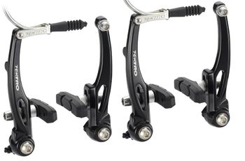 Тормоз V-Brake Tektro 855AL, алюм.с верт. пружиной, с тормозными колодками 55мм, чёрный. (2024)