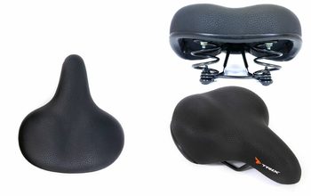 Седло комфортное для велосипеда TRIX размер 245x200 мм, пружинное, черное  (2021)