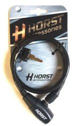 Велозамок Horst 8х650 мм, автоматический на ключе, тросовый, черный (2021)
