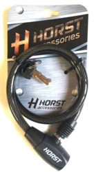 Велозамок Horst 10х650 мм, автоматический на ключе, тросовый, черный (2021)
