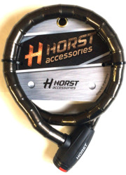 Велозамок Horst цепь, 18х1000 мм, на ключ, с защитой, черный (2021)