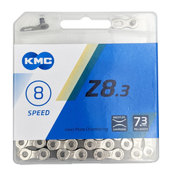 Цепь для велосипеда KMC Z-8.3 на  7-8 скоростей 114/116 звеньев, серебристая, с замком (2023)