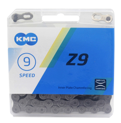 Цепь для велосипеда KMC Z9 на 9 скоростей, 116 звеньев, с замком CL566R в комплете (2022)