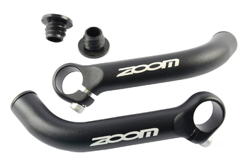 Рога на руль ZOOM MT-C03A  алюм, кривые,  посадочный диаметр на руль 22.2мм, длина 87мм, черные.  (2023)