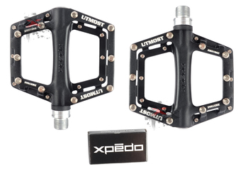 Педали MTB Xpedo XMX-16AC, пром. подшипник AL6061, ось cr-mo, 20 сменных шипов, 350гр, черные (2023)