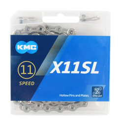 Цепь для велосипеда KMC X-11SL, Super Lite, 11 скоростей, 116 звеньев, серебристая (2023)