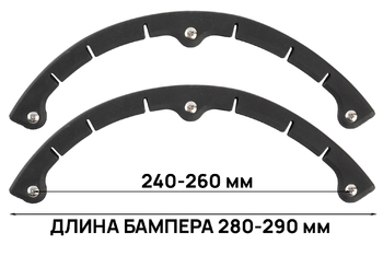 Комплект бамперов для сноуборда BACKSIDE длина 280-290 мм, пластик, крепежные винты в комплекте, черный (2024)