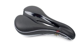 Седло для велосипеда Velo VL-3226 анатомическое, 265x173мм с вентиляционным отверстием, блестящая черная отделка (2023)