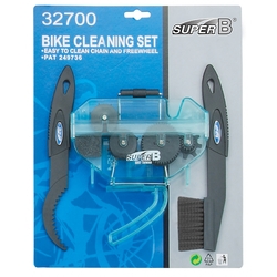 Машинка для чистки цепи велосипеда Super B AM32700 в комплекте инструмент для чистки кассеты Super B 1712 и щетка Super B 1713.  (2022)
