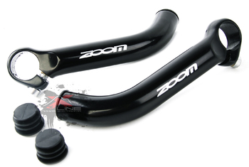 Рога на руль велосипеда ZOOM MT-30A, из кованного алюминия, кривые, на руль Ф 22,2 мм, черные. (2022)
