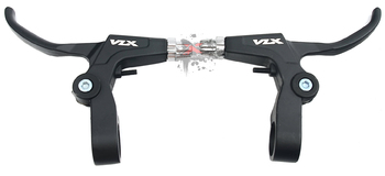 Тормозные ручки VLX BL01, под 2 пальца, V-brake/Disk, алюминий, чёрные (2021)