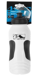 Велофляга M-Wave PBO 600-NS, высококач. антискольз. пластик 0,6л с крышкой бело-черная (2021)