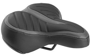 Седло комфортное TRIX AZ-5555 G-02 комфорт 250x210 мм, с замком, пружинное, черно-серое (2021)