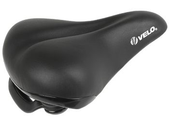 Седло комфортное  Velo ELASTO GRIP размер 258х217мм эластомер. спец. наполн. пружин., с рукояткой, черное (2021)