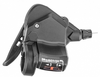 Шифтер левый Microshift TS-38-3L для 3-ми скоростной передней передачи, с тросом 1080 мм (2021)