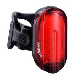Фонарь задний Infini I-210R Olley, 20Лм, 38 COB, 7 режимов, USB зарядка, черный овальный корпус, крепёж на штырь, шлем, руку (2023)
