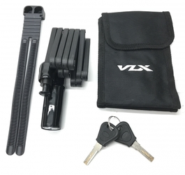 Велозамок VLX L32 с ключами 18x845мм, из закалённых стальных пластин, с чехлом (2022)
