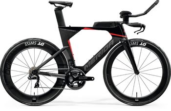 Шоссейный велосипед Merida Warp TRI 10K-E Black/UD/Silver(red) (2020)