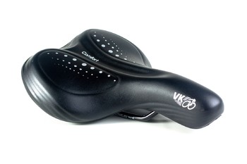 Седло комфортное Velo VL-6278 комфорт 255х193мм эластомер. черное, гелевое, с фонариком (2021)
